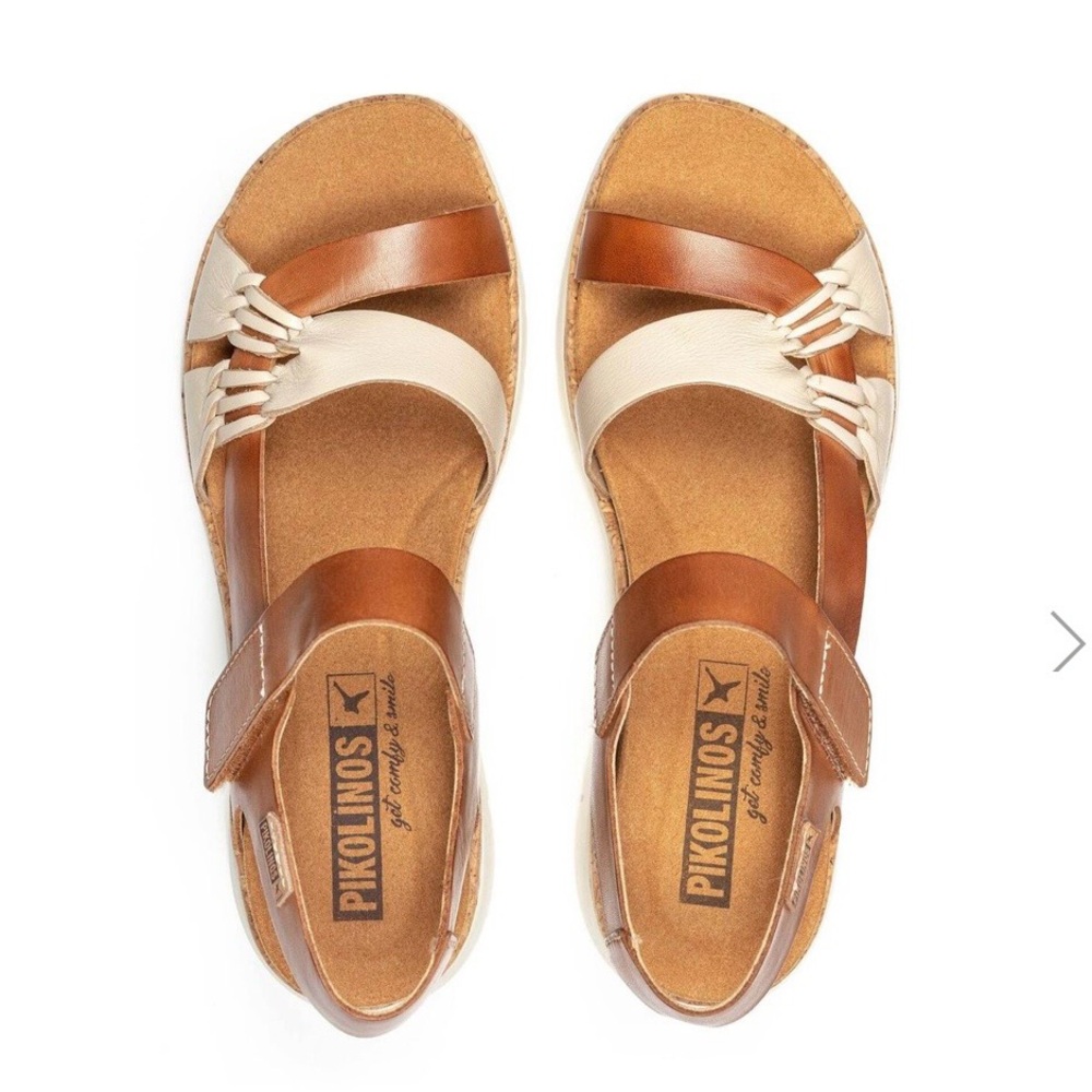 PIKOLINOS Women's Brown and White Sandals
